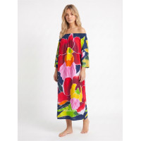 Hand Painted Rayon Off Shoulder Dress